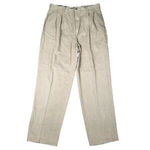 Tommy Bahama Pants Mens 36 (Fits 34x31) Pleated Relaxed Tan 100% Silk Luxury